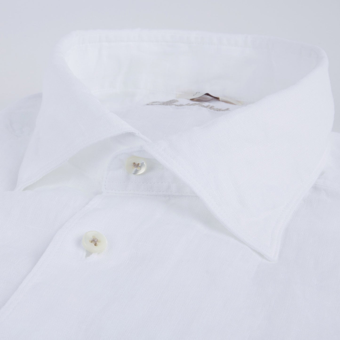 - Fitted Body Linen Shirt - White