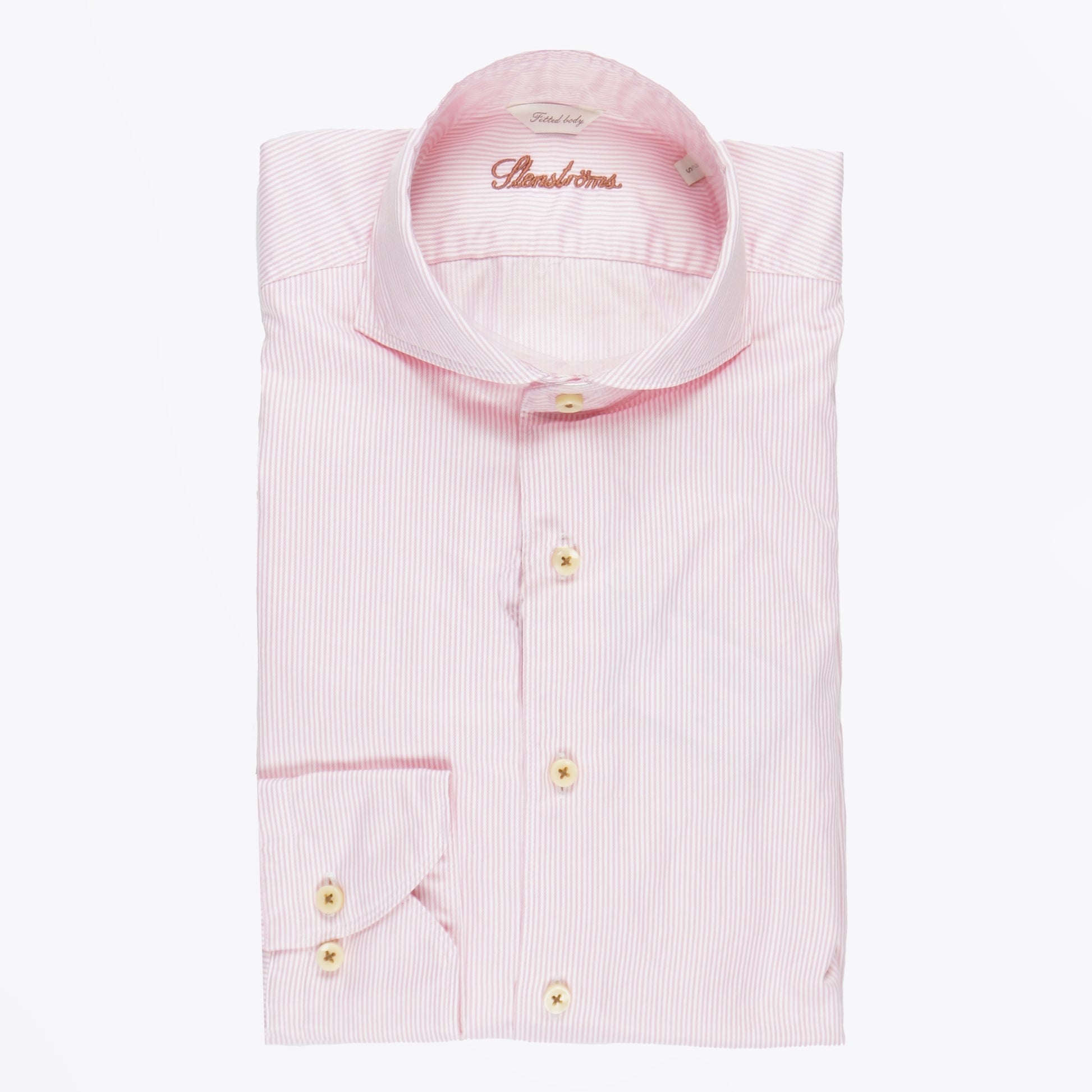 Stenstroms - Fitted Body Soft Poplin Stripe Shirt - Pink