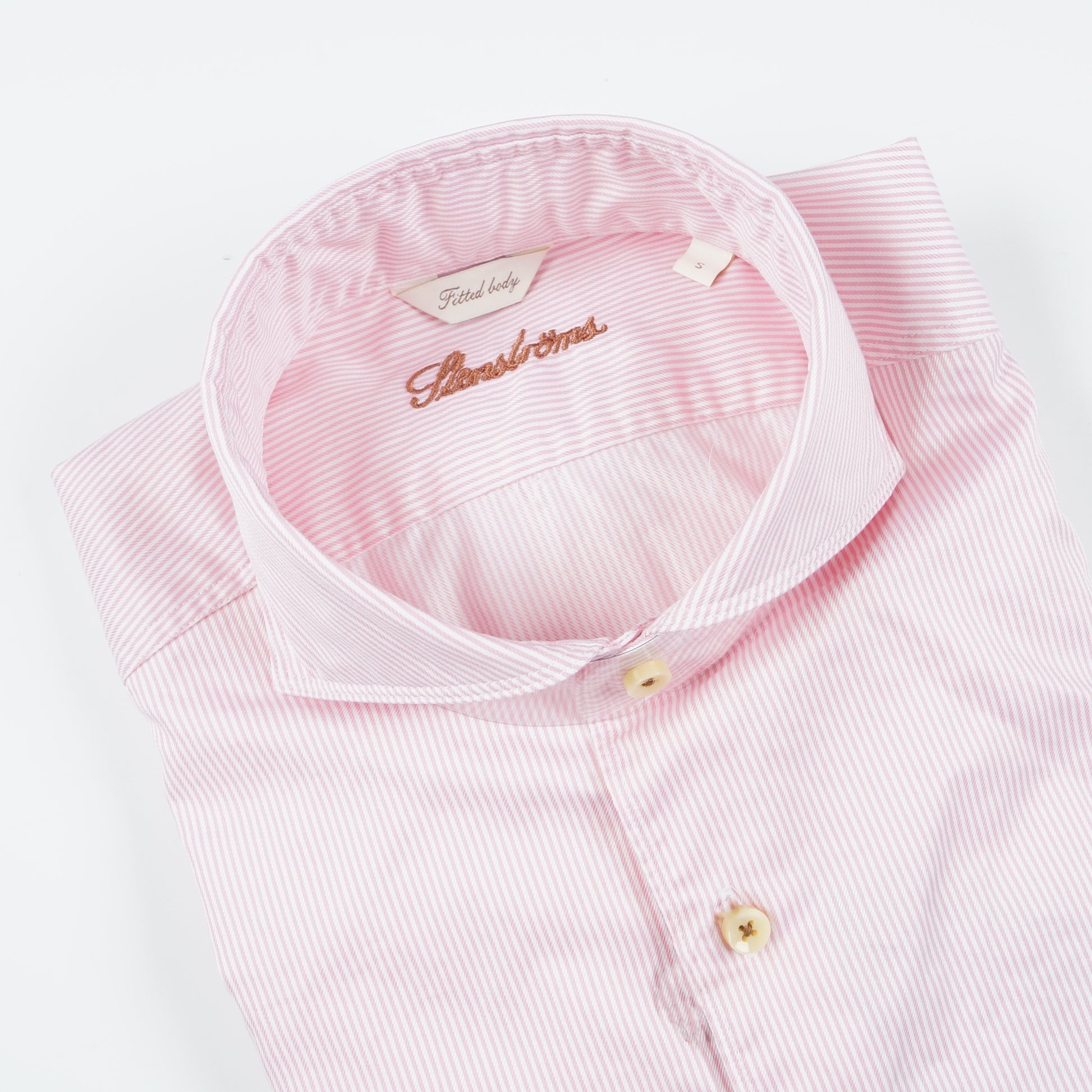 Stenstroms - Fitted Body Soft Poplin Stripe Shirt - Pink