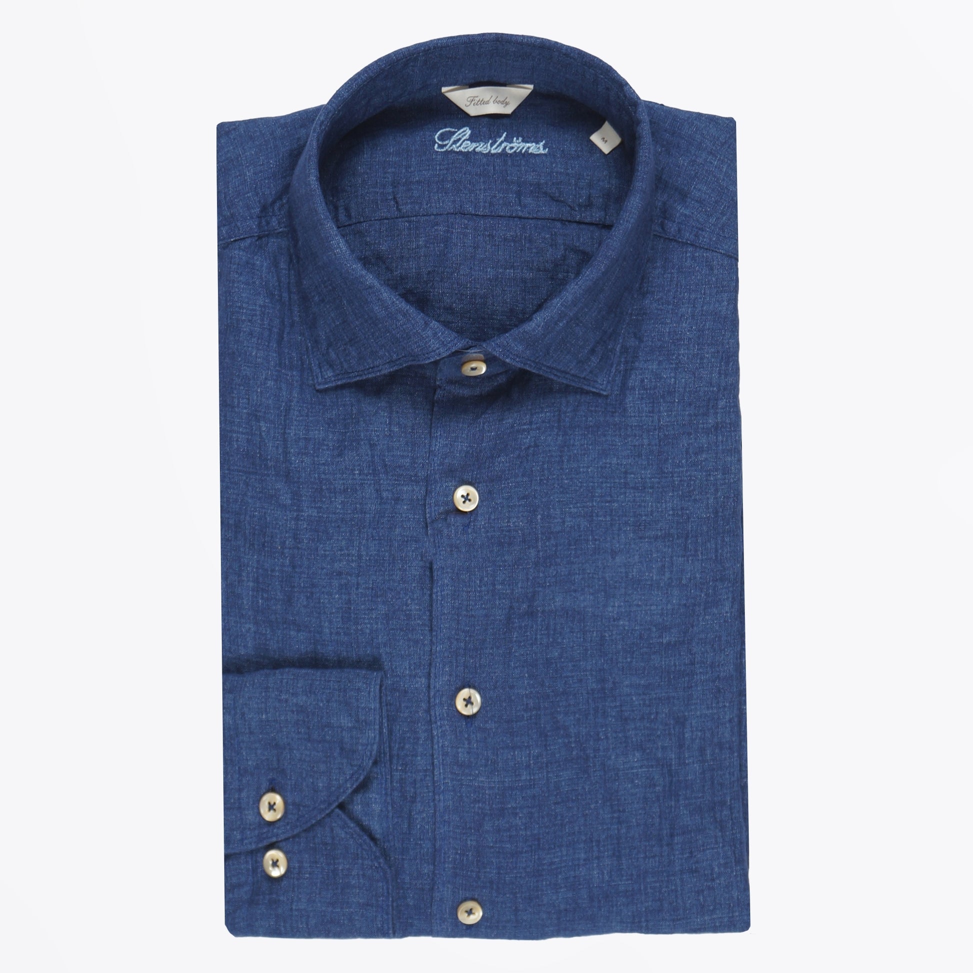 Stenstroms - Fitted Body Linen Shirt - Navy