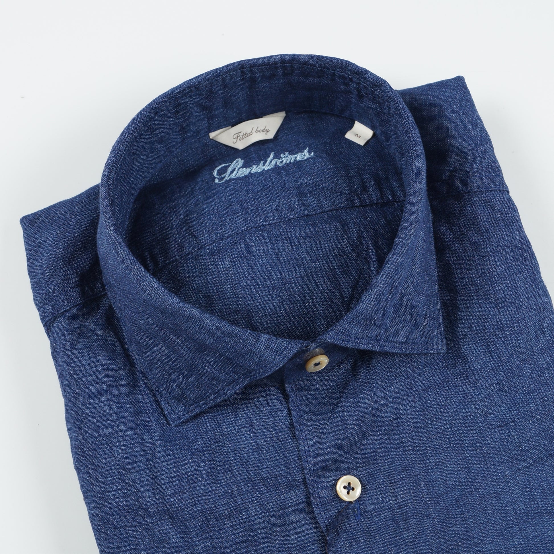 Stenstroms - Fitted Body Linen Shirt - Navy