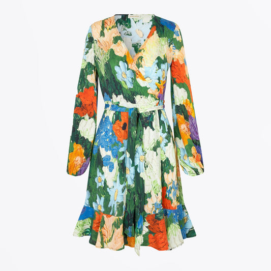 - Rania - Dry Viscose Dress - Impressionist Garden