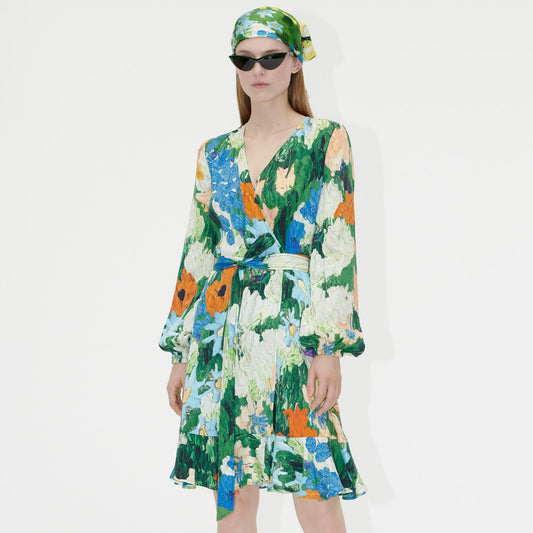 - Rania - Dry Viscose Dress - Impressionist Garden