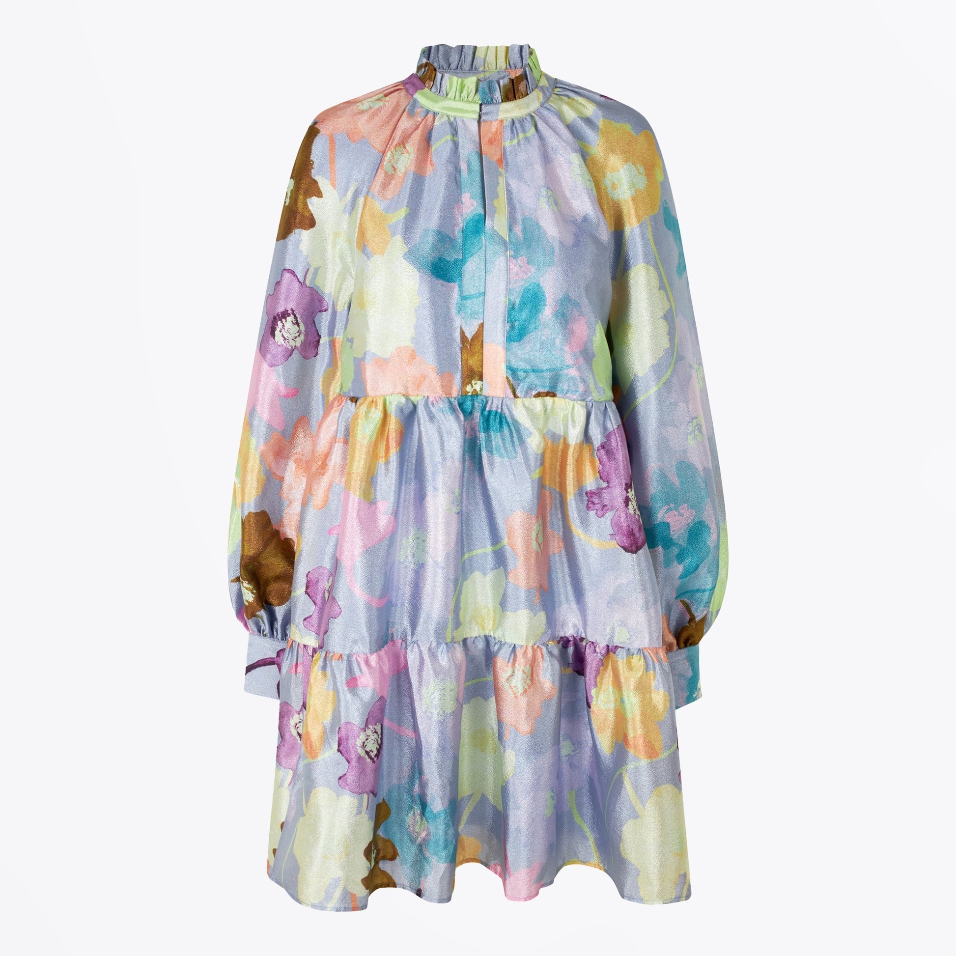 Stine Jasmine Textured Poly Dress - Filigran Flower Blue
