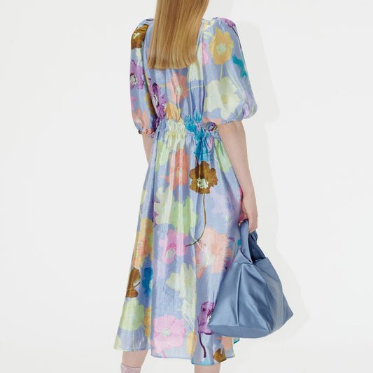 - Elizabeth Textured Poly Dress - Filigran Flower Blue