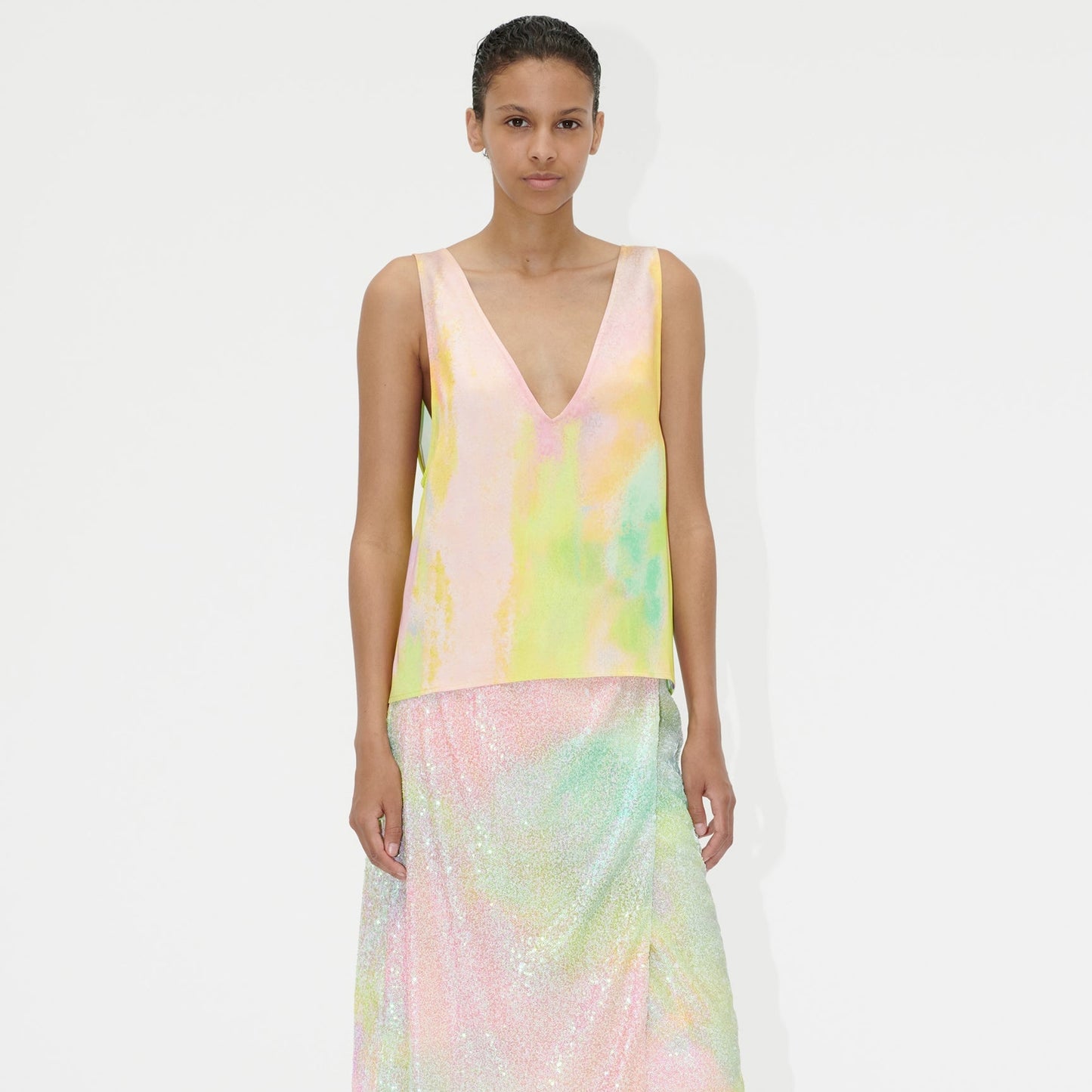 - Elanor Heavy Satin Top - Fireworks