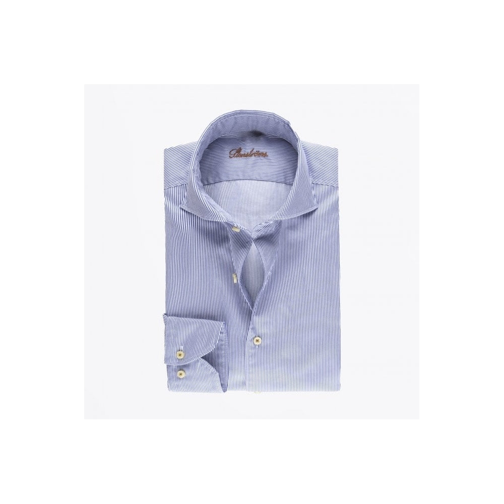 Stenstroms Fitted Body Striped Shirt - Navy