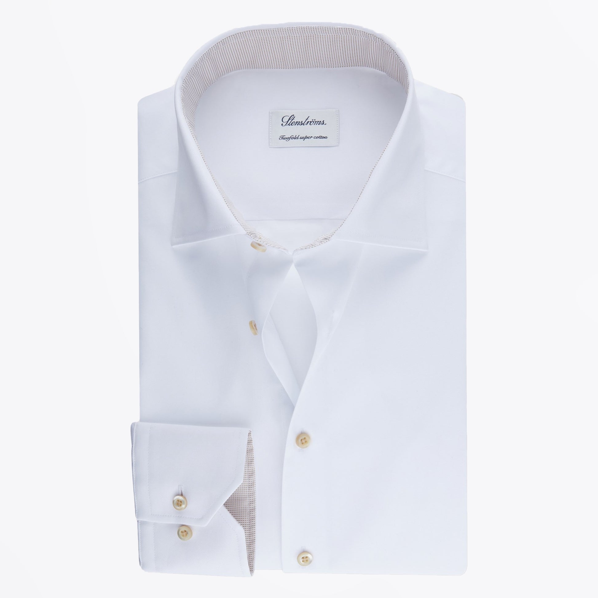 Stenstroms Fitted Body Contrast Trim Shirt - White