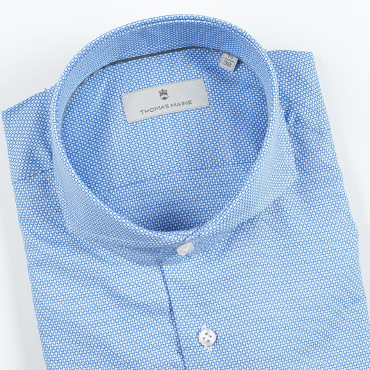 - Bari Cut Away Collar Jacquard - Blue/White