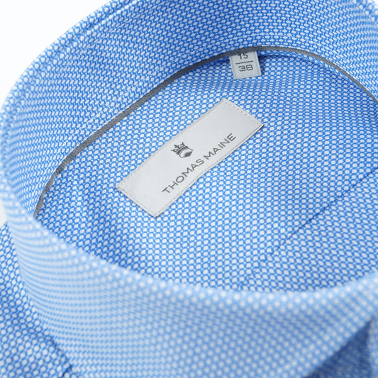 - Bari Cut Away Collar Jacquard - Blue/White