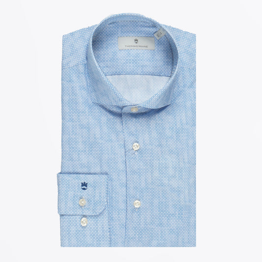 - Roma Modern Kent Printed Shirt - Blue