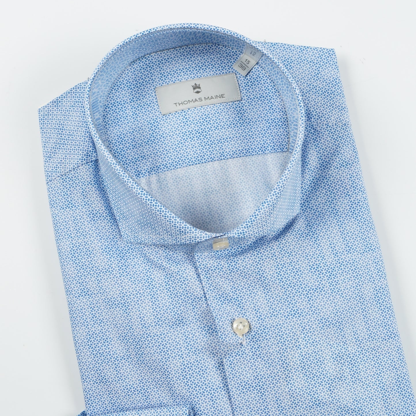 - Roma Modern Kent Printed Shirt - Blue