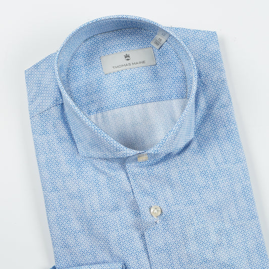 - Roma Modern Kent Printed Shirt - Blue