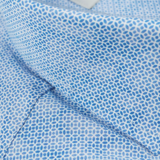 - Roma Modern Kent Printed Shirt - Blue