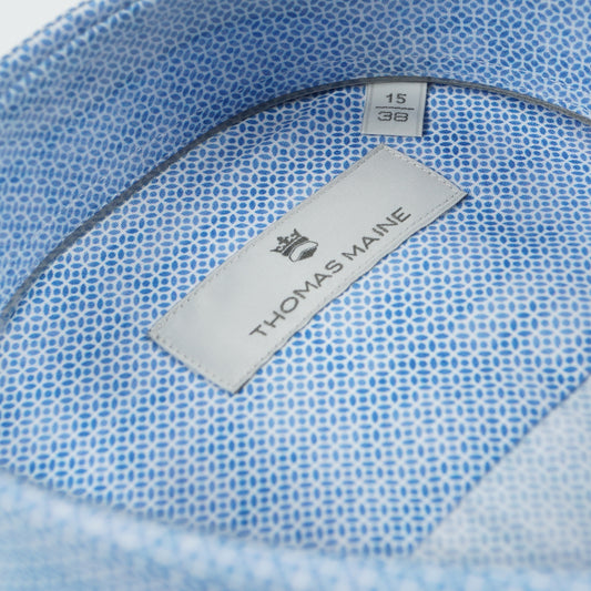 - Roma Modern Kent Printed Shirt - Blue