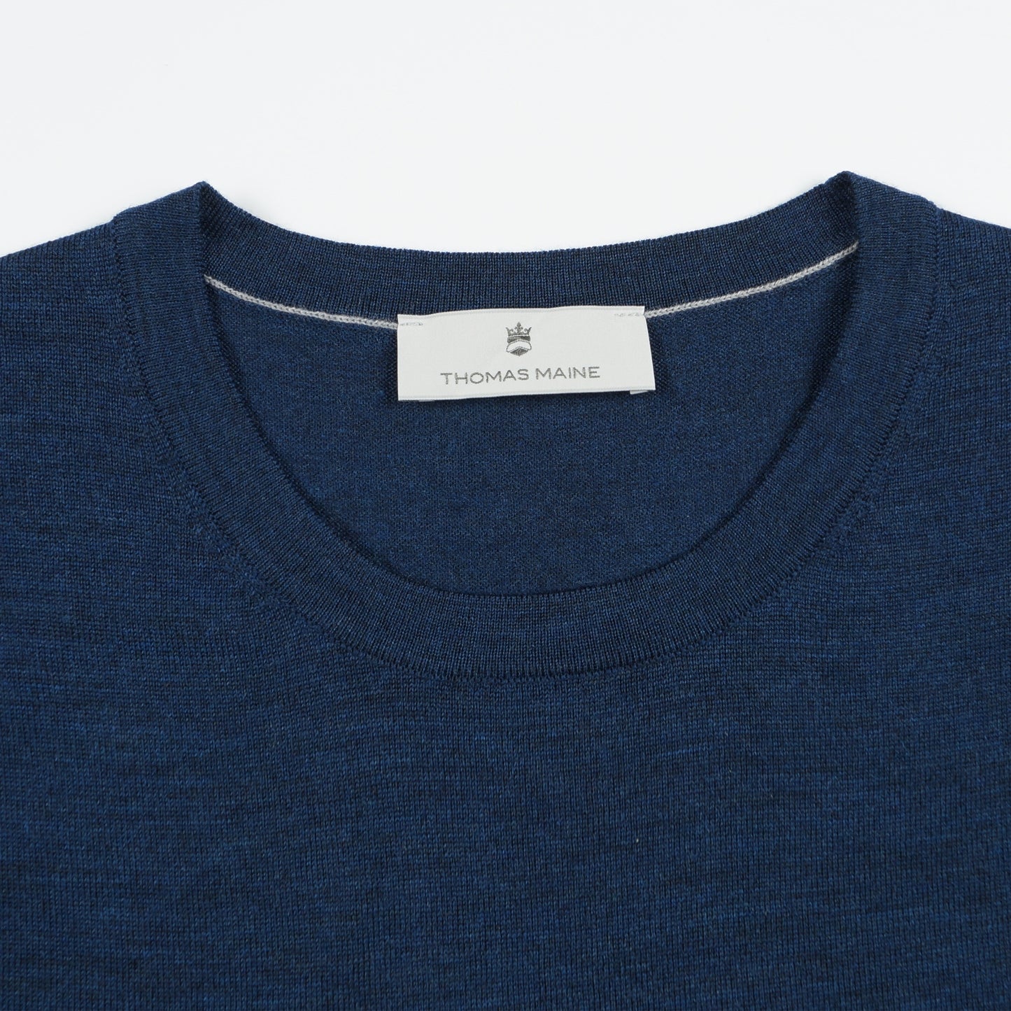 - Crew Neck Short Sleeve Merino Pullover - Dark Jeans