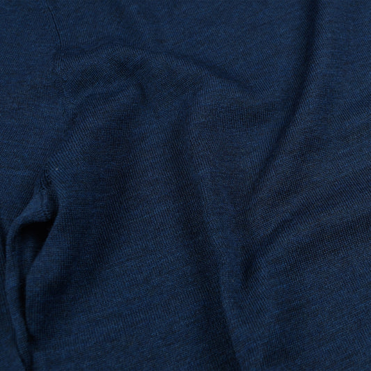 - Crew Neck Long Sleeve Merino Pullover - Dark Jeans