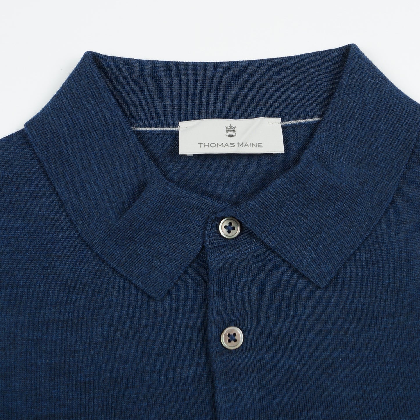 - Polo Collar SS Merino Pullover - Dark Jeans