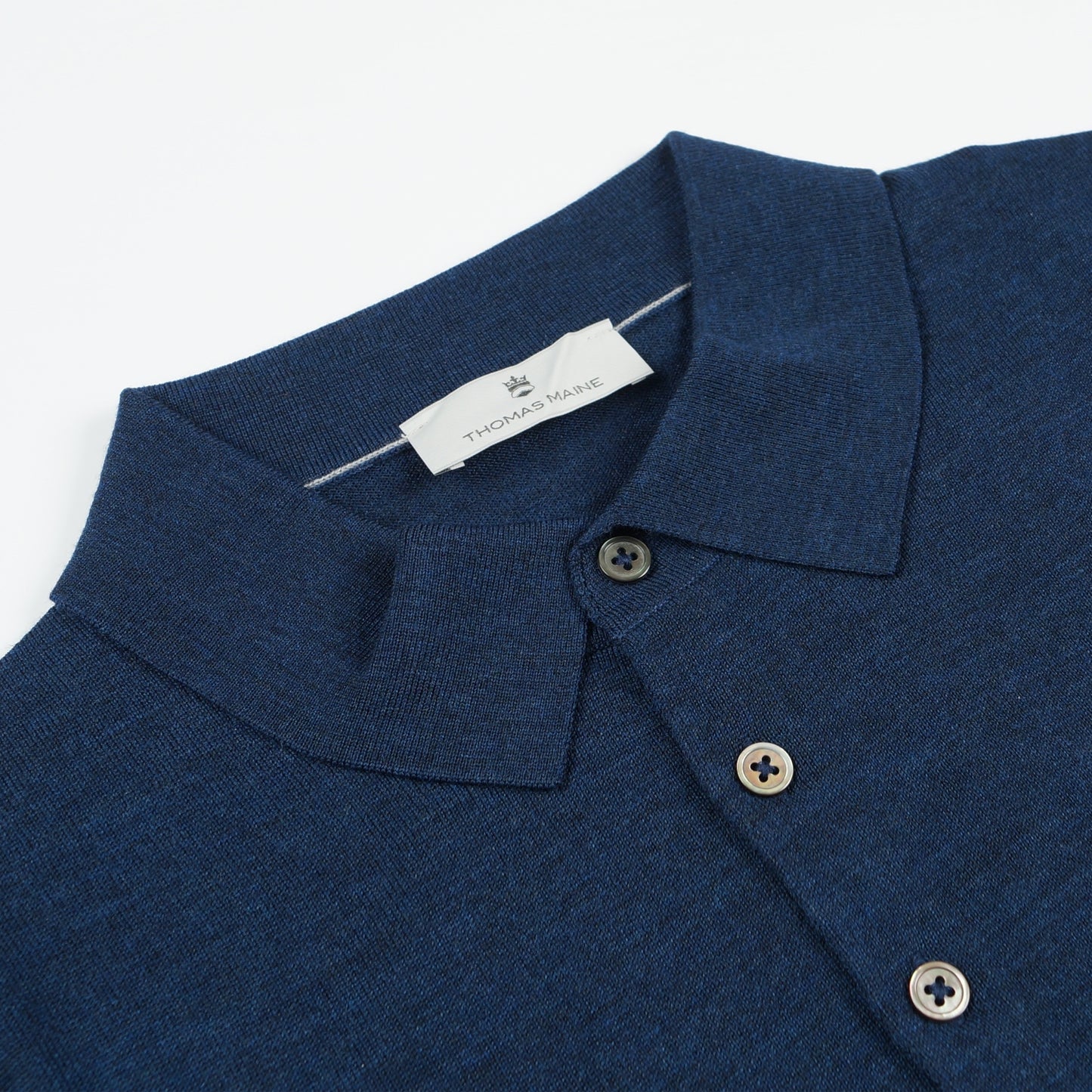 - Polo Collar SS Merino Pullover - Dark Jeans