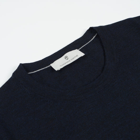 - Crew Neck SS Merino Pullover - Navy