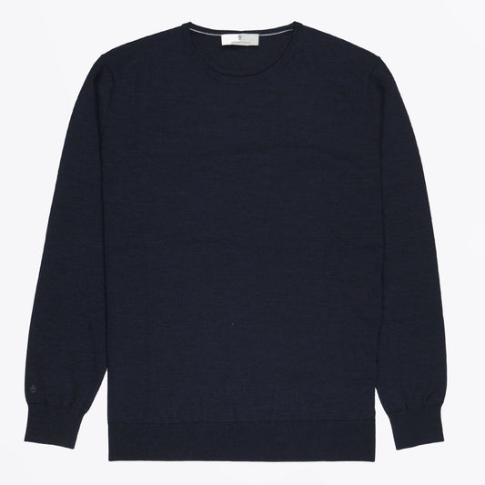 - Crew Neck LS Merino Pullover - Navy