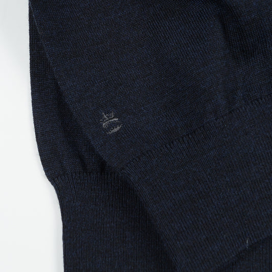 - Crew Neck LS Merino Pullover - Navy