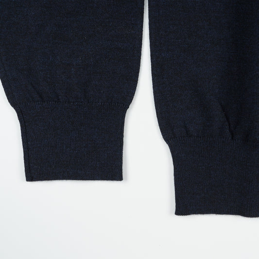 - Crew Neck LS Merino Pullover - Navy