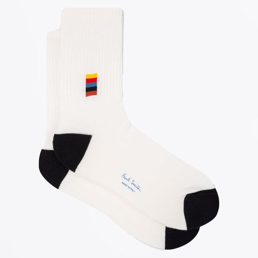- Bright Stripe Detail Socks - Off White