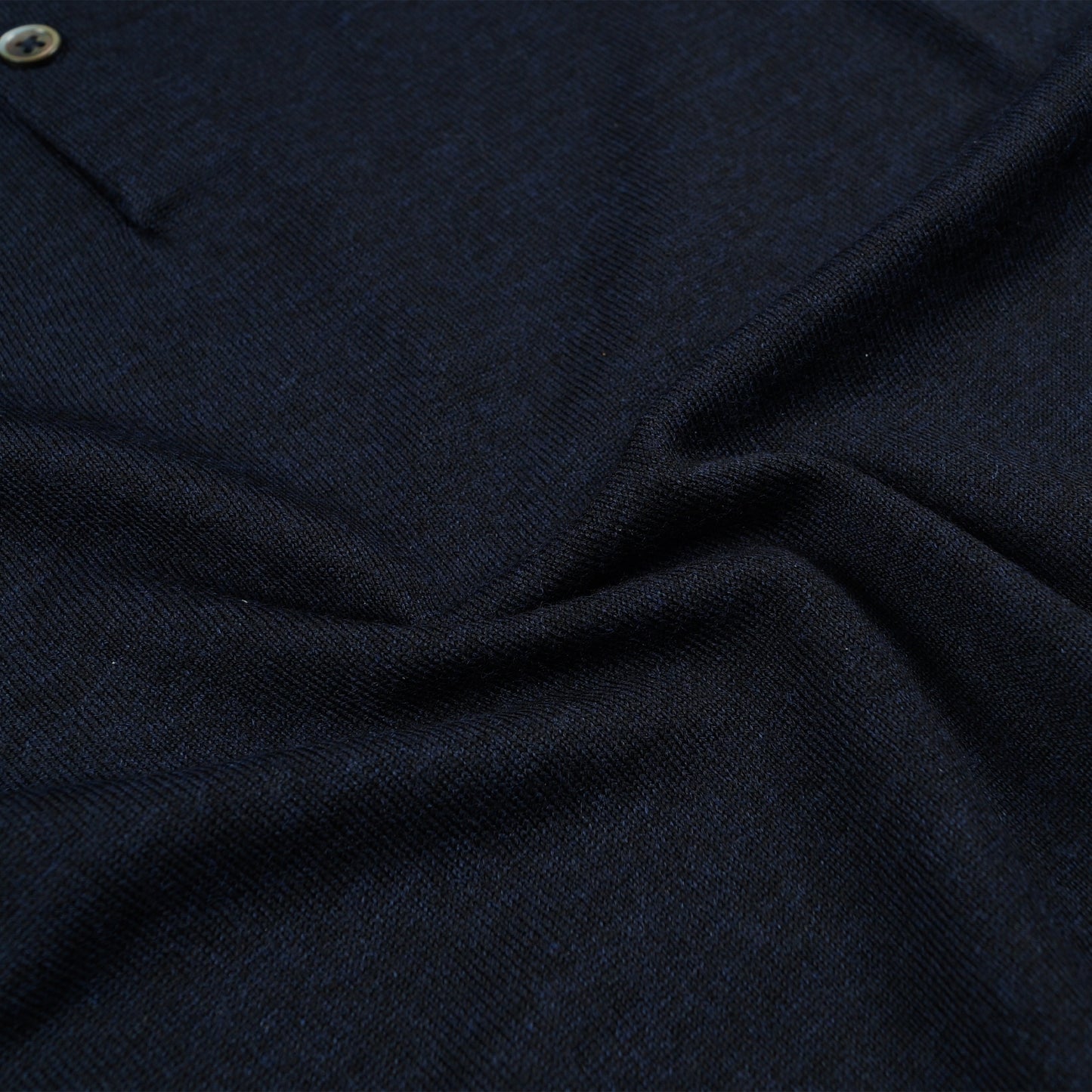 - Polo Collar SS Merino Pullover - Navy
