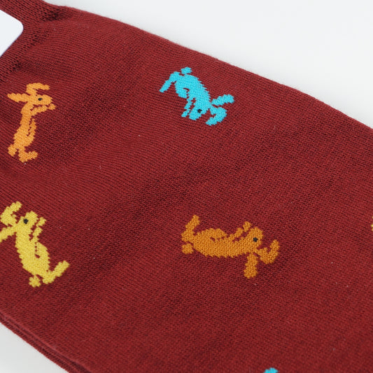 - Barry Rabbit Socks - Burgundy