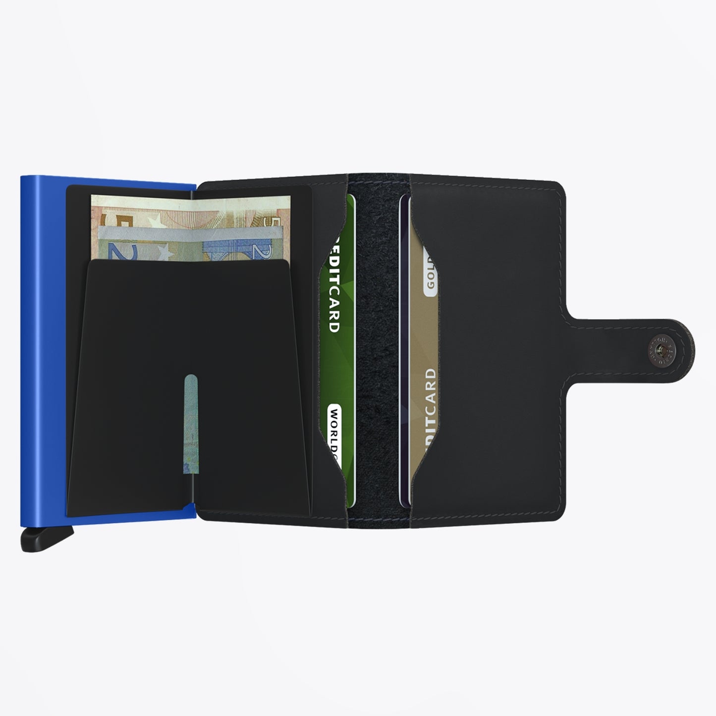 - Mini Wallet - Matte Black and Blue