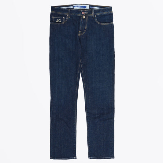 - Bard Fast Slim Fit Zip Jeans - Dark Blue