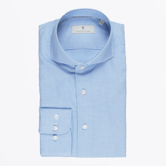 - Bari Cut Away Collar Jacquard - Blue/White