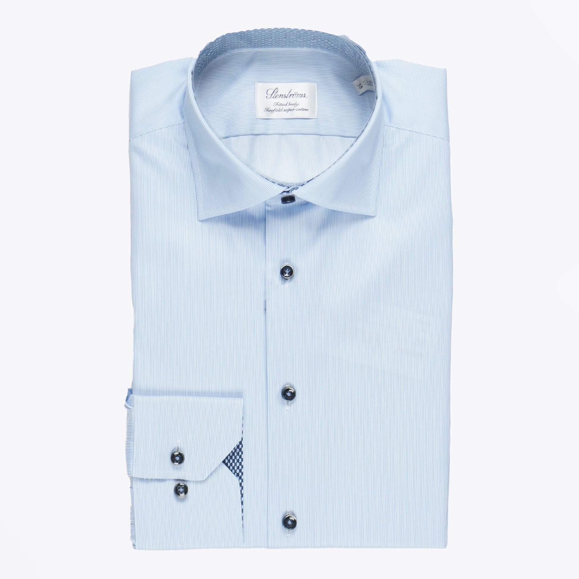 Stenstroms - Fitted Body Fine Stripe Shirt - Blue