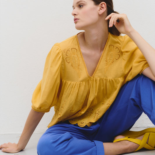 - Sasha V-Neck Top - Yellow