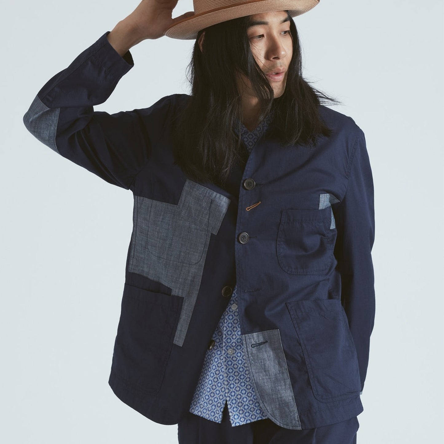 - Patched Bakers Jacket Fine Twill - Navy