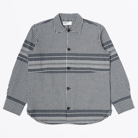 - Travail Aussie Shirt Checked Seersucker - Navy/Ecru