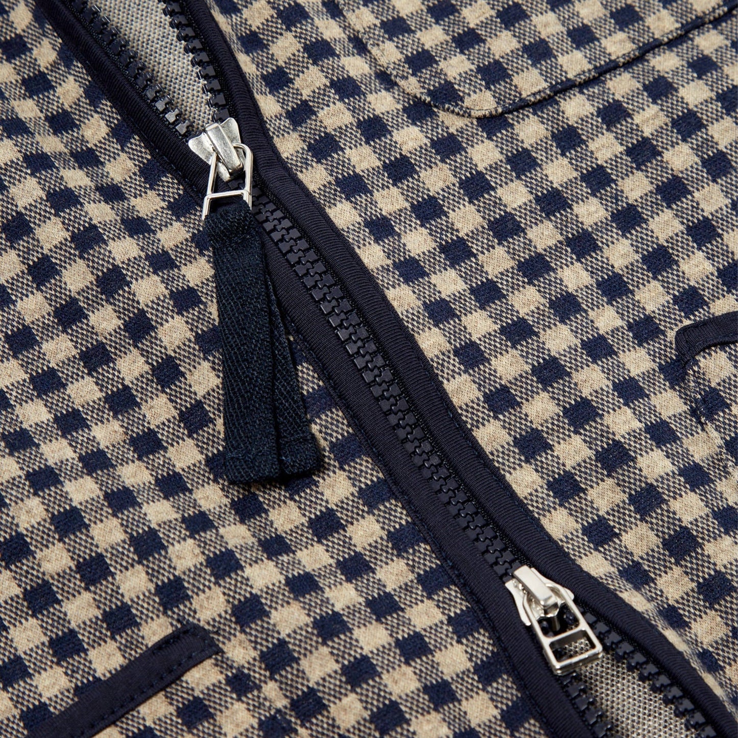 - Zip Liner Gilet Gingham Fleece - Navy