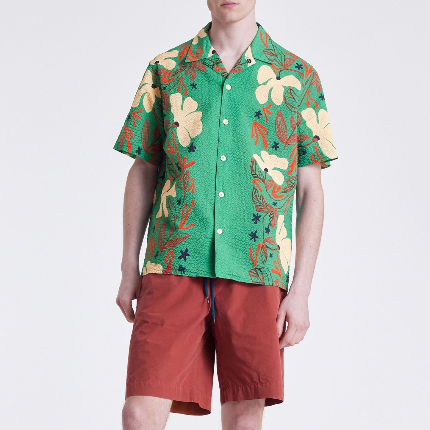 - 'Sea Floral' Casual Fit Shirt - Green