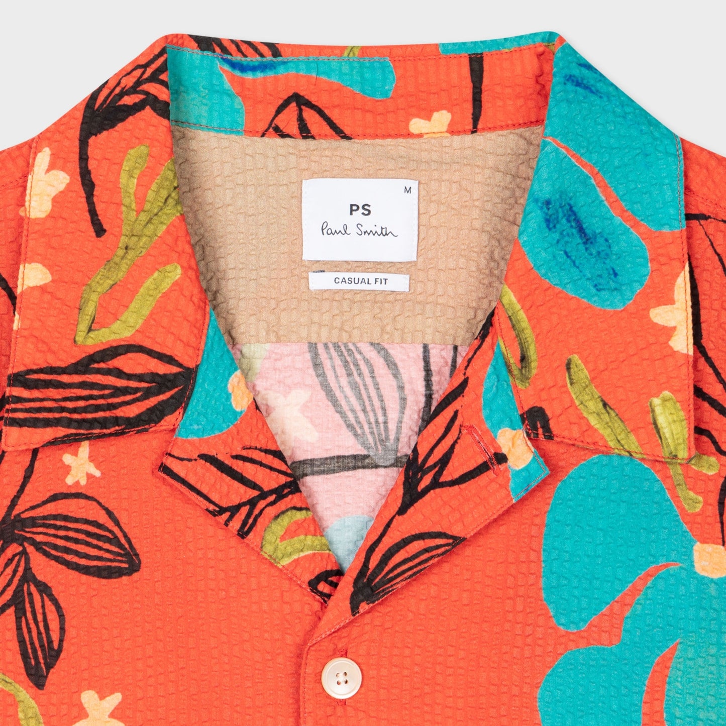 - 'Sea Floral' Casual Fit Shirt - Coral Red