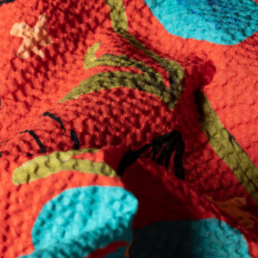 - 'Sea Floral' Casual Fit Shirt - Coral Red