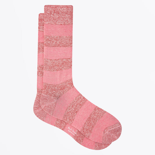 - Barry Linen Stripe Socks - Red