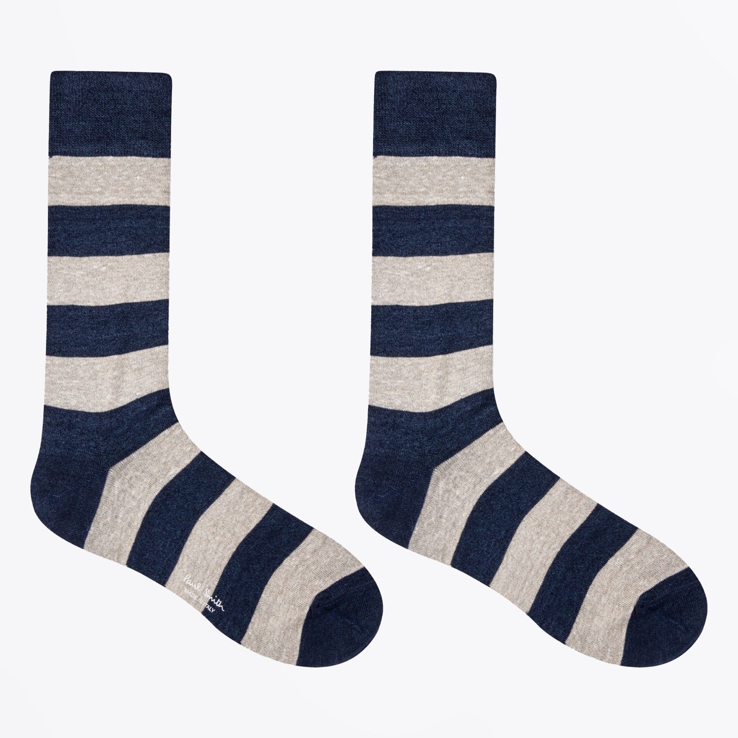 - Barry Linen Stripe Socks - Navy