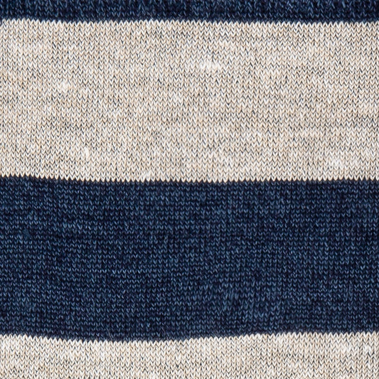 - Barry Linen Stripe Socks - Navy