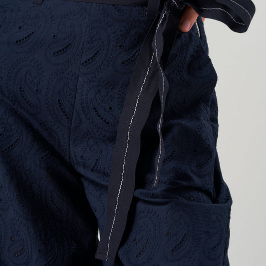 - Concur Paisley Embroidered Trousers - Navy