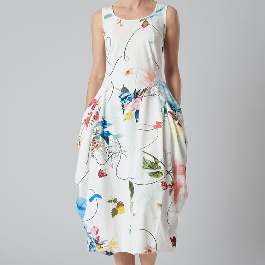 - At Length Floral Dress - White
