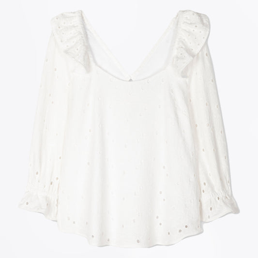 - Cotton Broderie Anglaise Top - White