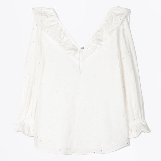 - Cotton Broderie Anglaise Top - White