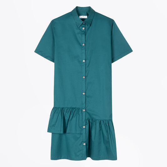 - Asymmetric Shirt Dress - Teal