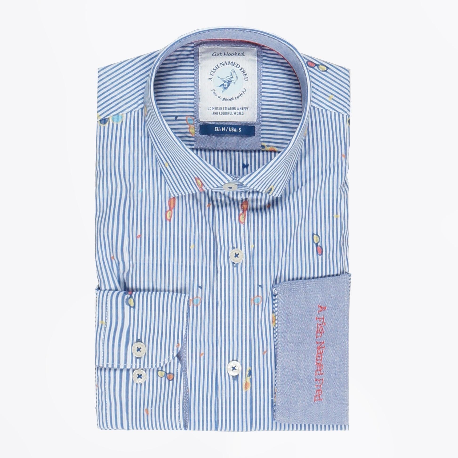 A Jacquard Stripe Shirt - Blue